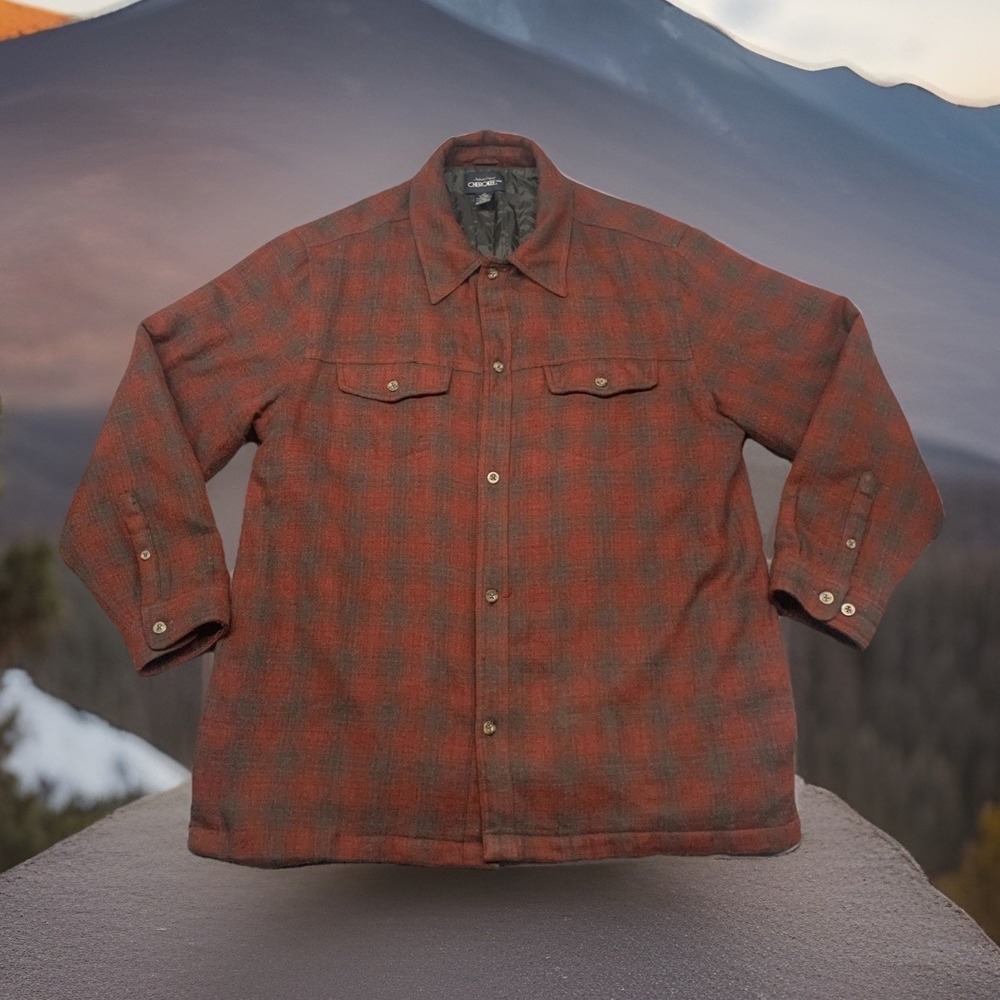 Authentic‎ Orig. Cherokee Brand Flannel Shirt Jacket Big Button Scotch Plaid XL
